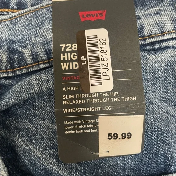 Levi's Blue 728 High Rise Wide-Leg Jeans - Picture 3 of 6